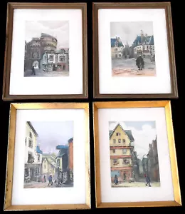 VIER ORIGINAL GERAHMTE FRANZÖSISCHE ANSICHTEN~VANNES&DINAY&MORLAIX&P-?~V CARRÉ~BLEISTIFT SIGNIERT - Bild 1 von 12