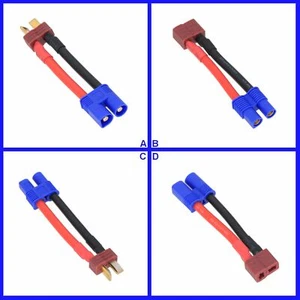 T-Plug Deans to EC3 12AWG 2inchs Cable Adapter For RC LiPo NiMH Battery FPV UAV - Picture 1 of 9