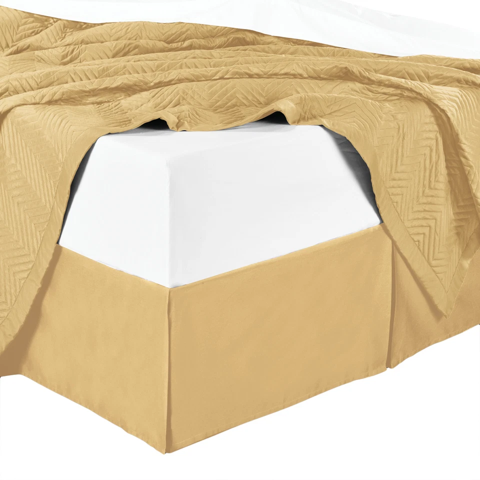 Falda de cama a medida 300TC lisa de algodón peinado esquina dividida caída de 15" Foto 1 de 1