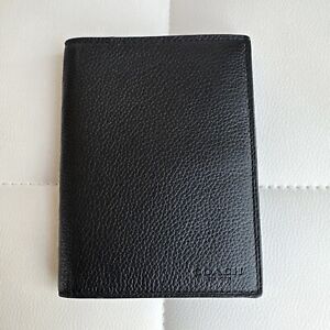 NWOT Coach passport case leather holder black #93462