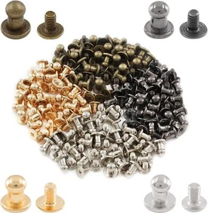 100Set 5mm testa tonda bottone borchie bottone solido vite bottone pelle riv - Foto 1 di 1