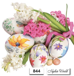 (844) ZWEI individuelle Papier LUNCHEON Decoupage Servietten - OSTEREIER BLUMEN - Bild 1 von 3