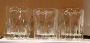 (SET OF 3) Crown Royal Diamond Cut Embosed MADE IN ITALY Glasses w/ (SCRATCHES) - Picture 1 of 10