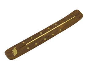 Bulk Lot x 10 Wooden Flat Incense Stick Holder Burner Stand Boat 26cm - Picture 1 of 1