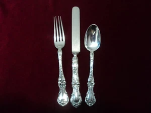Silverplate Flatware Lot 3pc Youth Training Set Wallace Floral 1902 - Picture 1 of 5