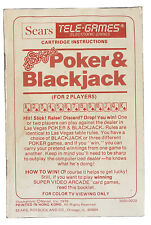 RARE - Las Vegas Poker & Blackjack (Tele-Games,1979) MANUAL ONLY - Free Shipping