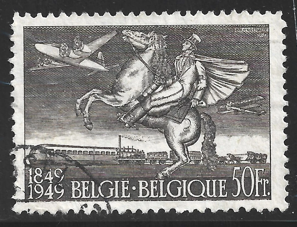 Belgium, Scott #C12, 50fr Evolution of Postal Transportation, Used - Image 1 of 1