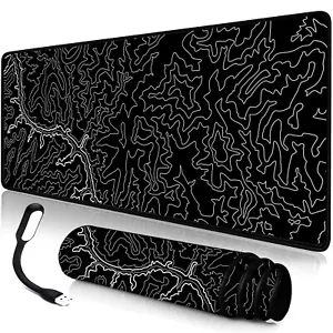 Extra großes Gaming Extended XL Mauspad topographisch mit gratis USB Licht - Bild 1 von 7