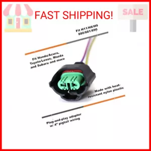 iJDMTOY (2) OEM H11 H8 Female Adapters Wiring Harness Sockets w/ 4-Inch Wire Pig - Picture 1 of 1