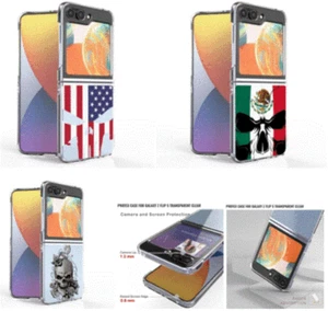 SKULL DESIGN CLEAR GRAY ROSE 2-PC SLIM Cover Case FOR GALAXY Z FLIP 5 5G Phone - Picture 1 of 14