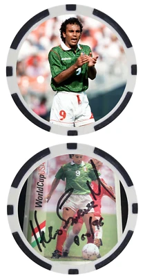 HUGO SANCHEZ - LEYENDA DEL FÚTBOL - LEYENDA DEL FÚTBOL - FICHA DE POKER - ***FIRMADO*** Foto 1 de 2