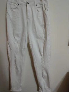 Hot Topic Mom Jeans Hose weiß distressed Größe 11 gebraucht, in einwandfreiem Zustand - Bild 1 von 8