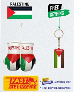 PALESTINIAN FLAG , PALESTINE, MINI BOXING GLOVES , BUY 1 PAIR GET 1 FREE KEYRING - Picture 1 of 12