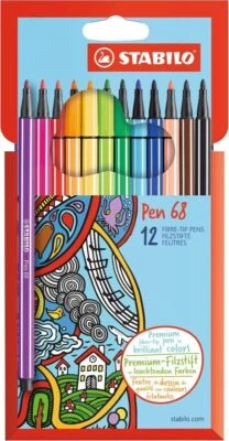 Premium-Filzstift - STABILO Pen 68 - Kartonetui mit verschiedenen Farben
