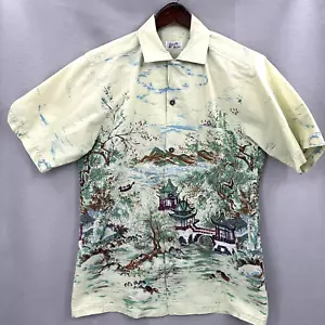 Camicia vintage Liberty House Hawaii uomo L bonsai giapponese Waialae moneta bottone 60 LEGGI - Foto 1 di 14