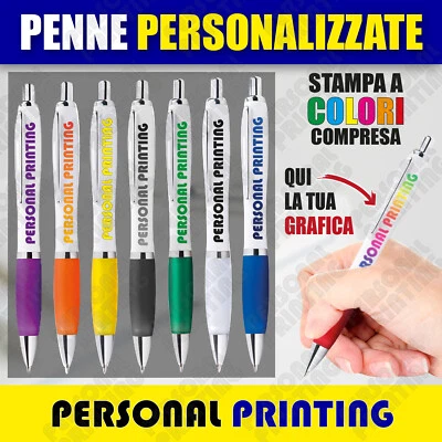 100 PENNE personalizzate stampa a colori LOGO gadget promo pubblicità aziendale - Immagine 1 di 2