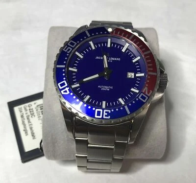 Reloj Automático Jacques Lemans G-223C Tempora Para Hombre HECHO EN SUIZA Pepsi Diver NUEVO Foto 1 de 4