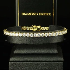 Damenarmband 4 mm Zirkonia 750 Gold 18 Karat vergoldet Luxus B1029-2L - Picture 1 of 9
