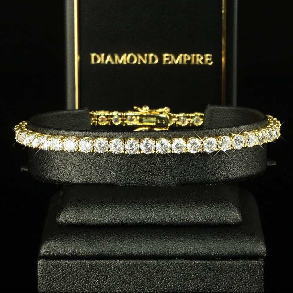 Damenarmband 4 mm Zirkonia 750 Gold 18 Karat vergoldet Luxus B1029-2L - Bild 1 von 4