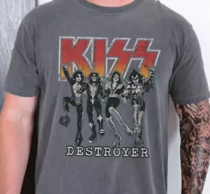 T-shirt KISS Destroyer metallo pesante vintage nera colori comfort 1717 - Foto 1 di 6