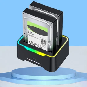 Docking station per HDD a doppio alloggiamento USB 3.0 per HDD/SSD SATA da 2,5/3 - Photo 1/12