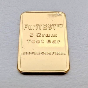 PuriTest 5 Gram Gold Test Bar .999 Fine Gold Plated - Picture 1 of 3