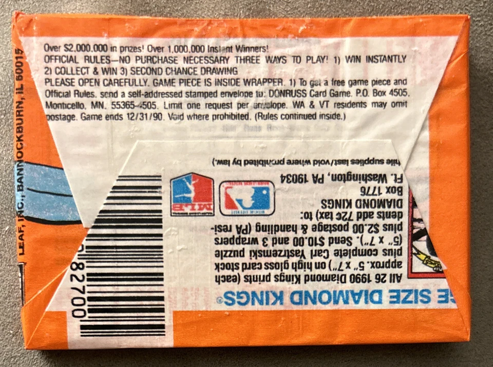 1990 Donruss Baseball Cards Wax Pack Unopened MLB Factory