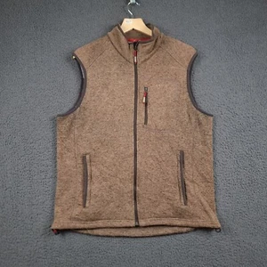 ORVIS Gilet Jacket Mens L Large Brown Knit Sweater Fleece Vest Fishing Full Zip - Picture 1 of 10