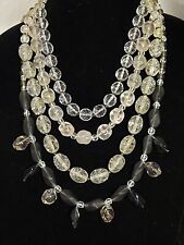 Vintage Giorgio Armani Clear Lucite Crystal Beaded Multi Strand Chunky Necklace 