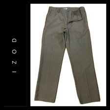 Izod Men Casual Formal Dress Pants Flat Front Size 33 X 32 Brown