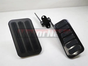 Black ALUMINUM THROTTLE GAS PEDAL +BRAKE PAD RUBBER HOT ROD Chevy Ford Mopar SBC - Bild 1 von 7