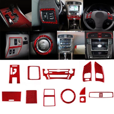 Juego completo de 13 piezas de cubierta de fibra de carbono roja para Lexus IS250 IS350 2006-2012 Foto 1 de 4