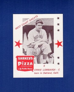 #5 ERNIE LOMBARDI, Reds HOF ~ 1975 Shakeys Pizza WEST COAST GREATS VG stains C