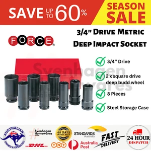 Force 3/4" Drive 8 Piece Metric Deep Impact Socket Set - Picture 1 of 4