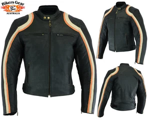 Australian Bikers Gear Retro Vintage Cafe Racer CE Motorcycle Leather Jacket - Picture 1 of 6