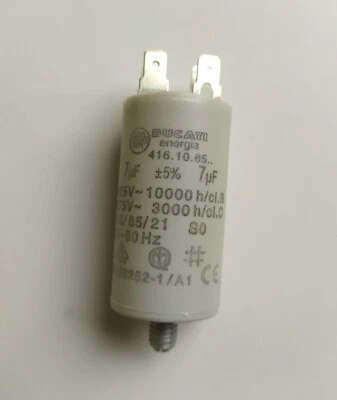 DUCATI ENERGIA Condensateur Moteur 7µF 450v pour sèche linge Candy, Hoover ou autres