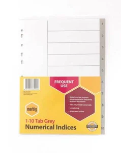 Tab Dividers 1-10 Divider Ring Binder Plastic Index Subject Page File ID DIV07 - Picture 1 of 2