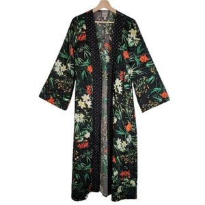Jeannie Mai X INC  Satin Open Front Kimono Floral Size Small - Foto 1 di 4