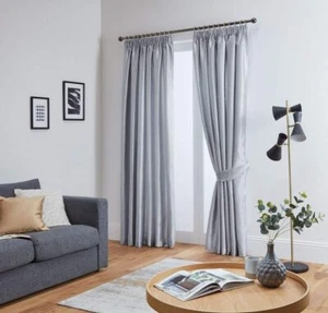 Cortinas plisadas a lápiz totalmente forradas de seda sintética para lazos de sala de estar - Imagen 1 de 18
