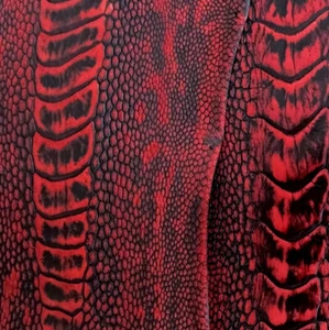 Ostrich Skin Legs Leather, Red Vintage Finish - Picture 1 of 3