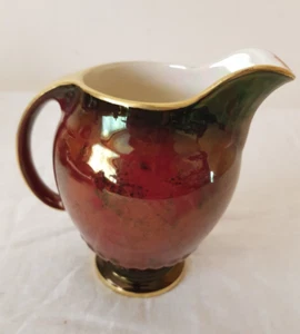 Vintage English Crown Devon Creamer Burgundy & Gold Trim, A155 - Picture 1 of 5