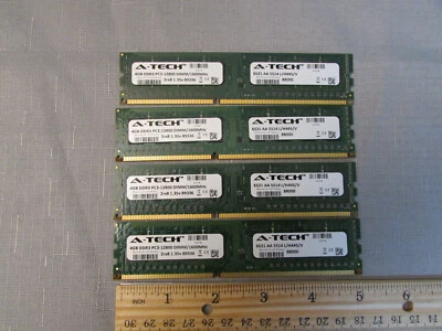 A-Tech 4GB PC3-12800 Desktop DDR3 1600 MHz 240-Pin DIMM Non-ECC Memory RAM 4x 4G - Image 1 of 2