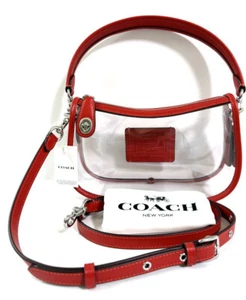 Coach Stadium Swinger Bag Clear with Red + Coach Dust Bag NWT - Picture 1 of 10