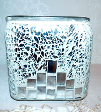 Silver Glass Mirrored Mosaic Square Vase Candle Lamp Holder