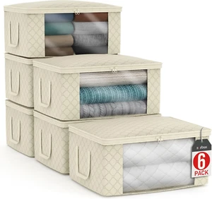 Medium Clothes Storage Bags - Foldable Blanket Storage Bins for Organizing Bedro - Picture 1 of 6