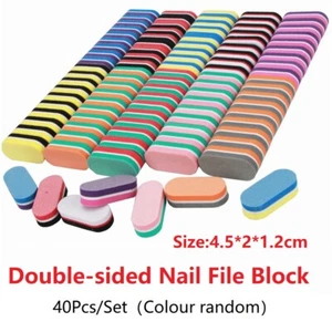 40Pcs/Bag 100/180Grit Mini Double Side Nail File Buffer Grinding Colour Random - Picture 1 of 4