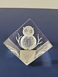 Michael F Cox Reverse Etched Owl Lucite Briefbeschwerer - Bild 1 von 5