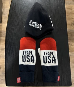 Toronto Olympics 2006 Roots Team USA Black Hat and Team USA Acrylic Mittens - Picture 1 of 11