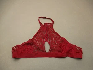 Victoria's Secret Size M Womens Red Lace Unlined Wireless Back Close Bralette 9A - Picture 1 of 8