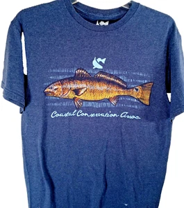Fishing T-Shirt Medium Gray CCA Coastal Fish Conservation Association Distressed - Picture 1 of 6